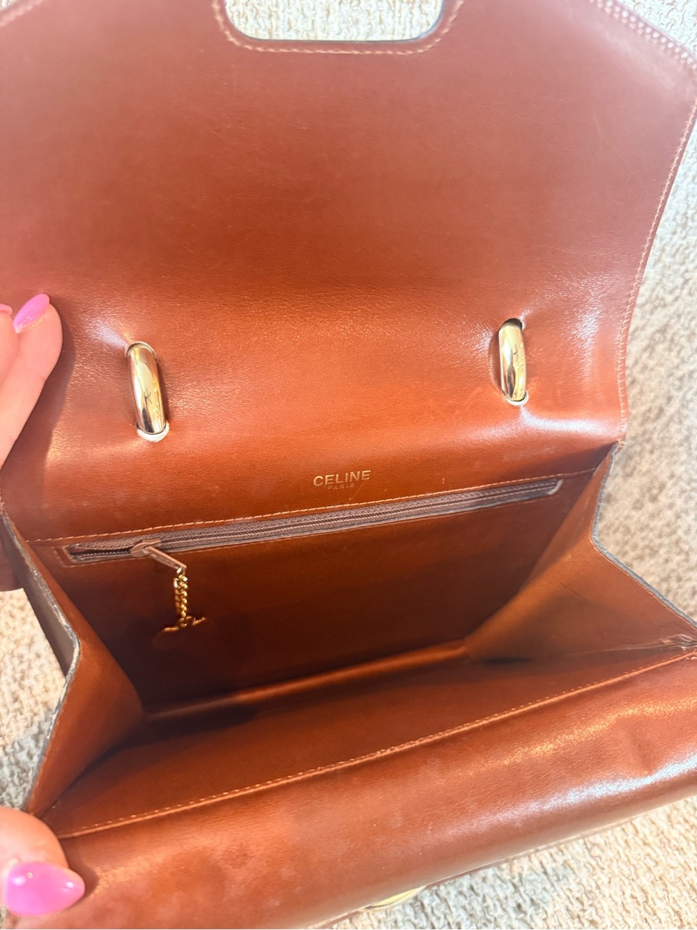 Celine Vintage D-Ring Box Top Handle Bag Cognac - Picture 8 of 16